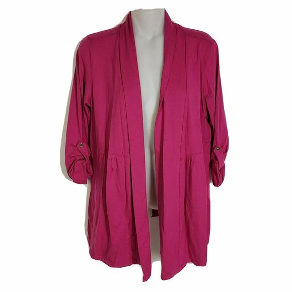 L.L. Bean Womens Small Petite Open Front Cardigan Pink 48% Supima Cotton Spandex - Picture 1 of 11